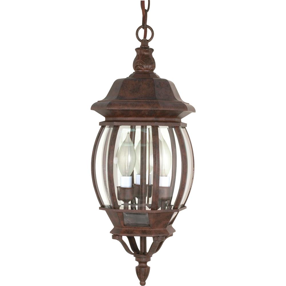 Nuvo Lighting 60/895  Central Park - 3 Light - 20" - Hanging Lantern with Clear Beveled Glass in Old Bronze Finish